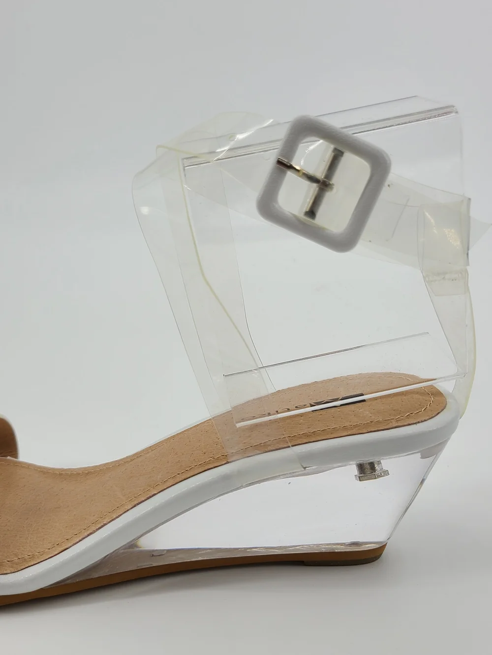 Matiko White Clear Wedge Sandals with Ankle Strap Size 5